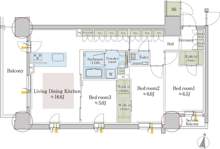 クリオ札幌苗穂ステーションフロント 間取り Aタイプ【第3期1次予告】