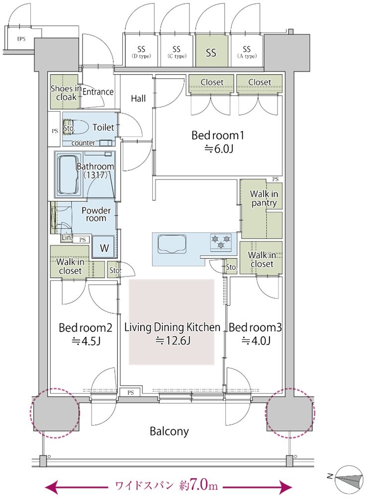 クリオ札幌苗穂ステーションフロント 間取り Bタイプ【第3期1次予告】