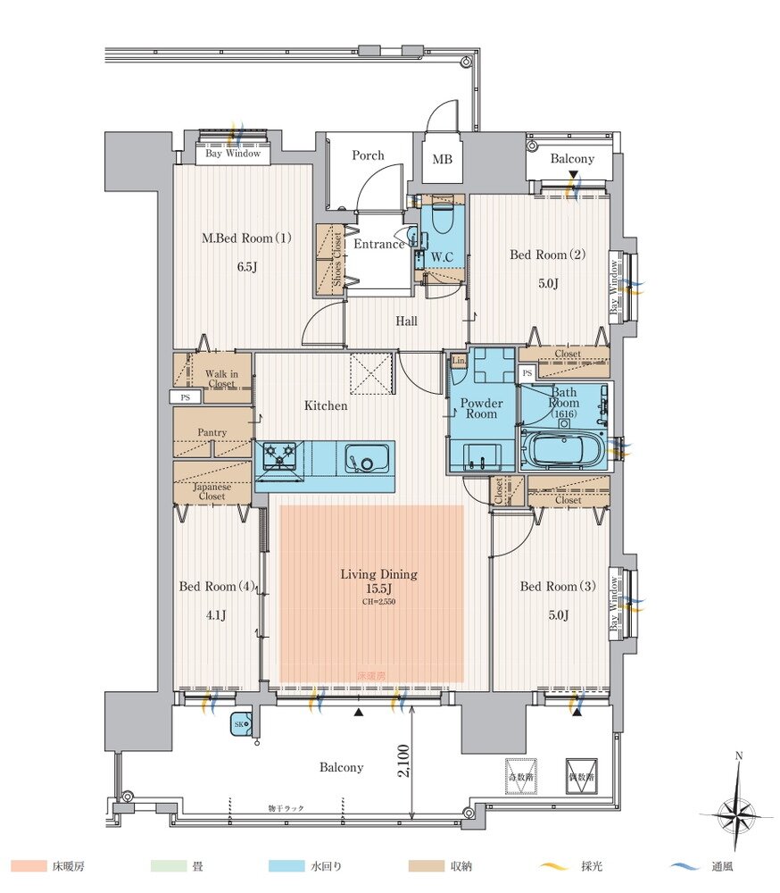 オークランド・コアズ八幡 タワーエクスタージュ 間取り Dタイプ CUSTOM