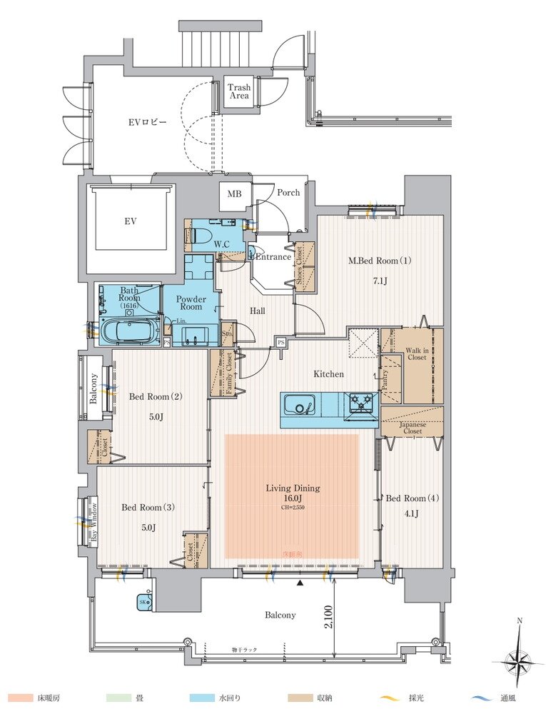 オークランド・コアズ八幡 タワーエクスタージュ 間取り Eタイプ CUSTOM
