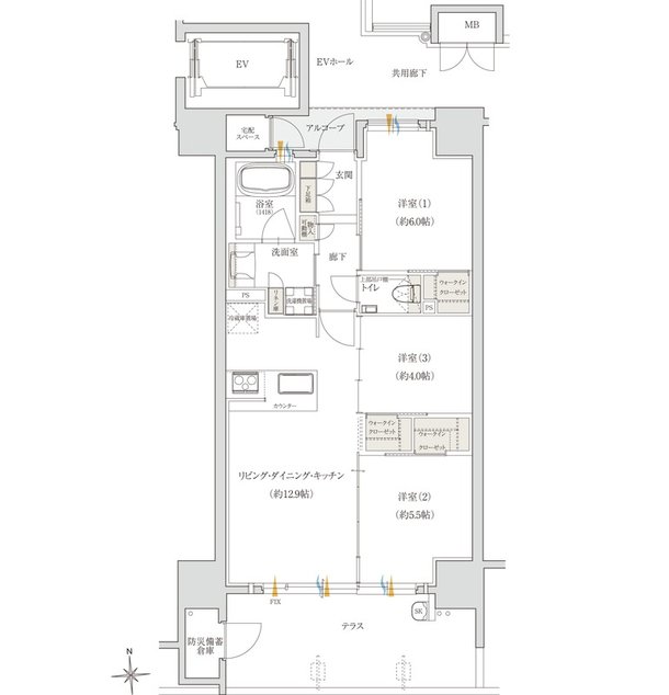 クレアネクスト桜坂 ザ・レジデンス 間取り B1タイプ