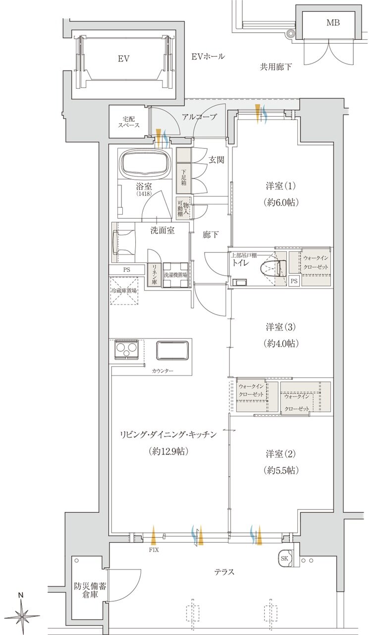 クレアネクスト桜坂 ザ・レジデンス 間取り B1タイプ