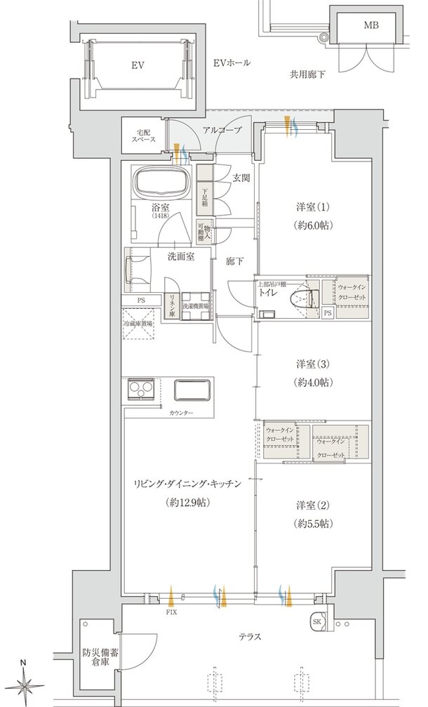 クレアネクスト桜坂 ザ・レジデンス 間取り B1タイプ