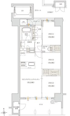 クレアネクスト桜坂 ザ・レジデンス 間取り B1タイプ