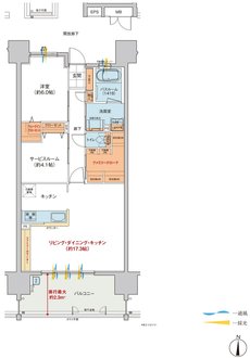 ヴェルディ・ザ・タワー野田 間取り F type menu4（2～18階）