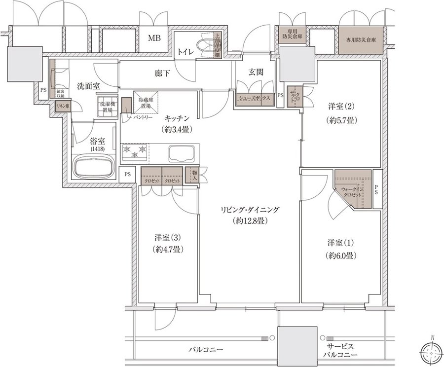 ブランズタワー大阪梅田 間取り N TYPE