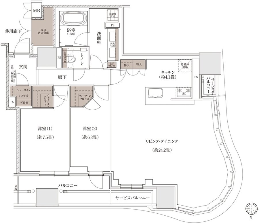 ブランズタワー大阪梅田 間取り T TYPE