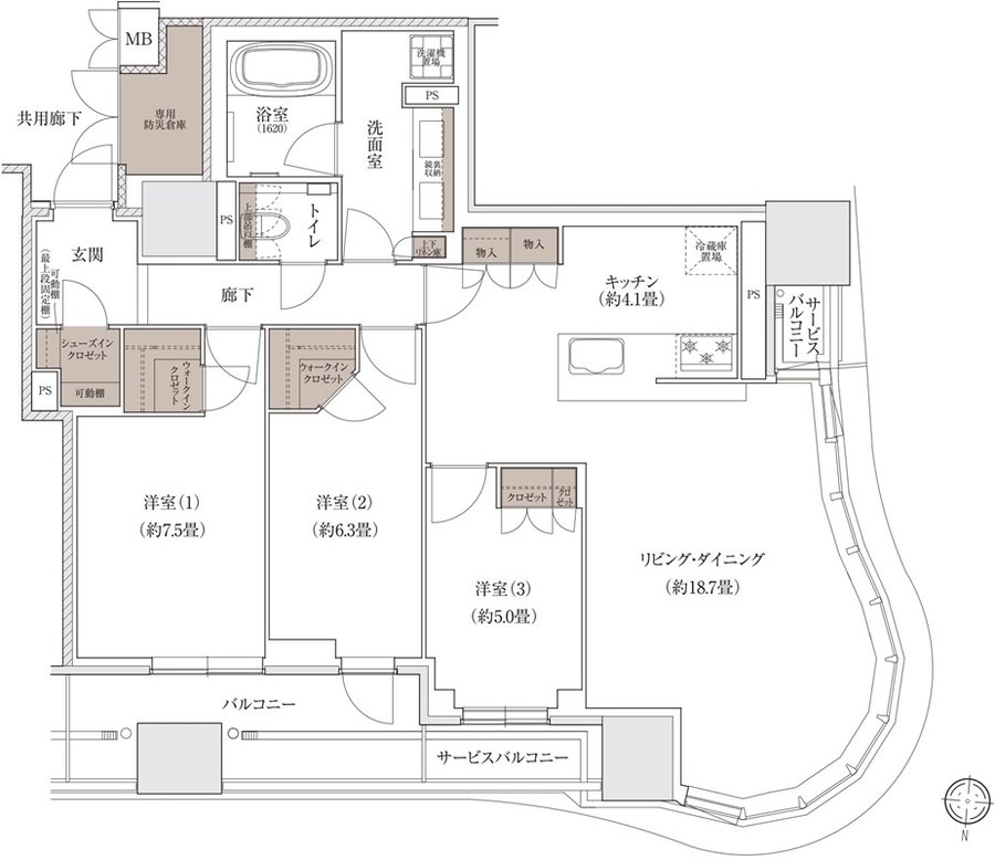ブランズタワー大阪梅田 間取り T TYPE