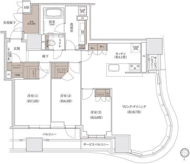 ブランズタワー大阪梅田 間取り T TYPE