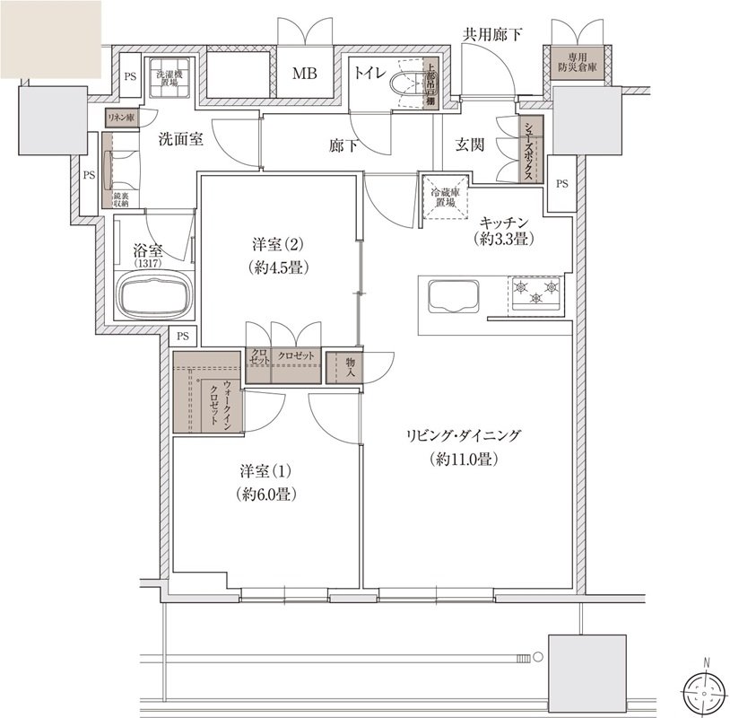 ブランズタワー大阪梅田 間取り I TYPE