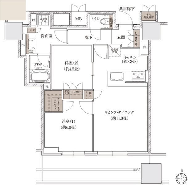 ブランズタワー大阪梅田 間取り I TYPE