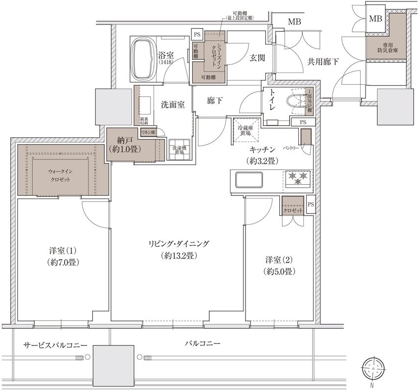 ブランズタワー大阪梅田 間取り P-F TYPE