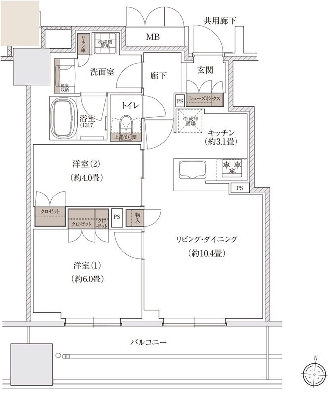 ブランズタワー大阪梅田 間取り J TYPE