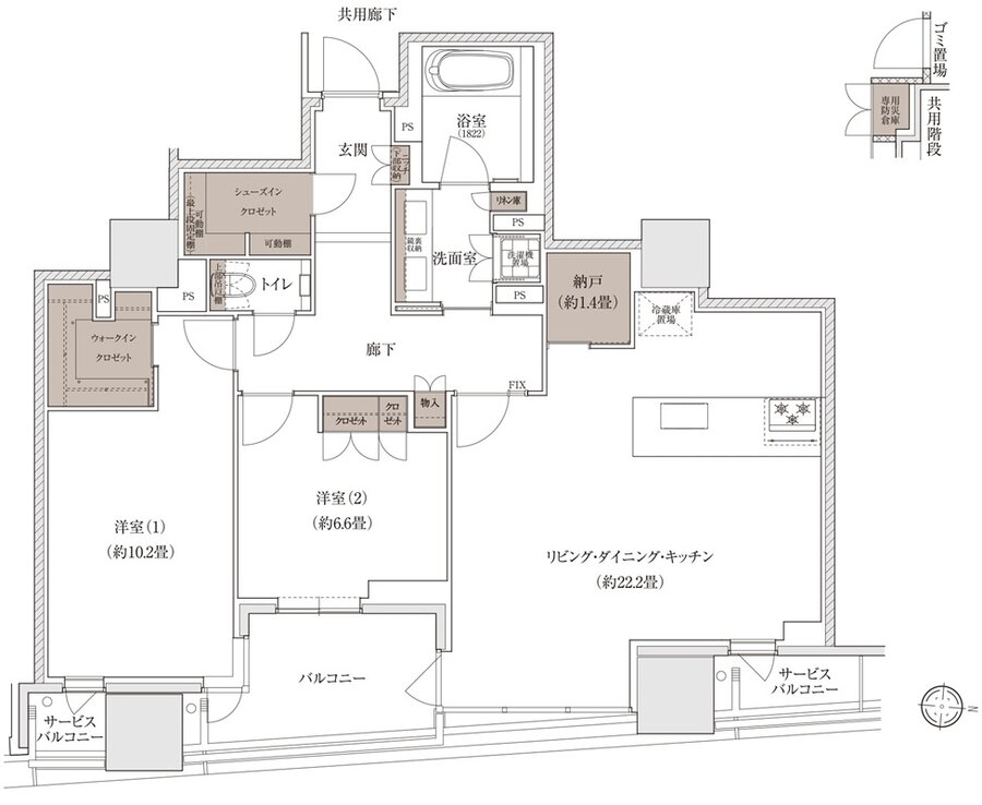 ブランズタワー大阪梅田 間取り S-C TYPE