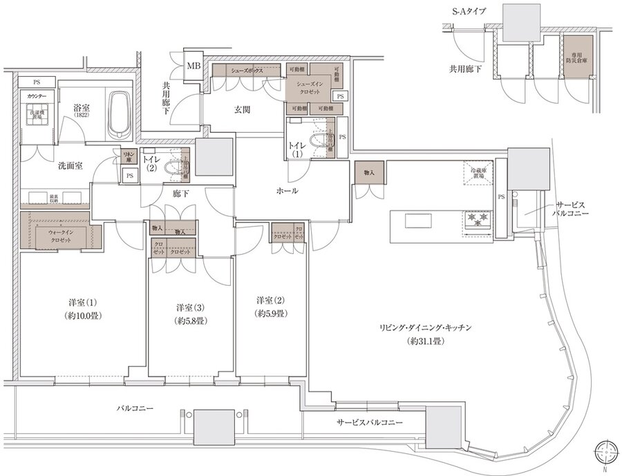 ブランズタワー大阪梅田 間取り S-E TYPE