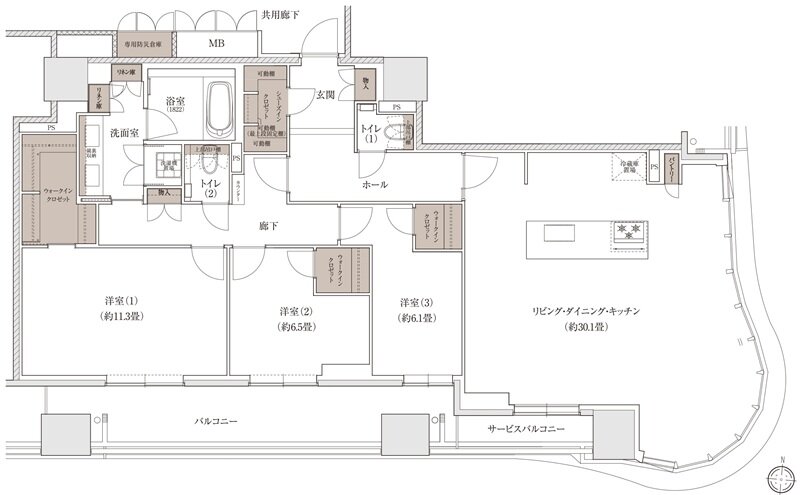 ブランズタワー大阪梅田 間取り S-B TYPE