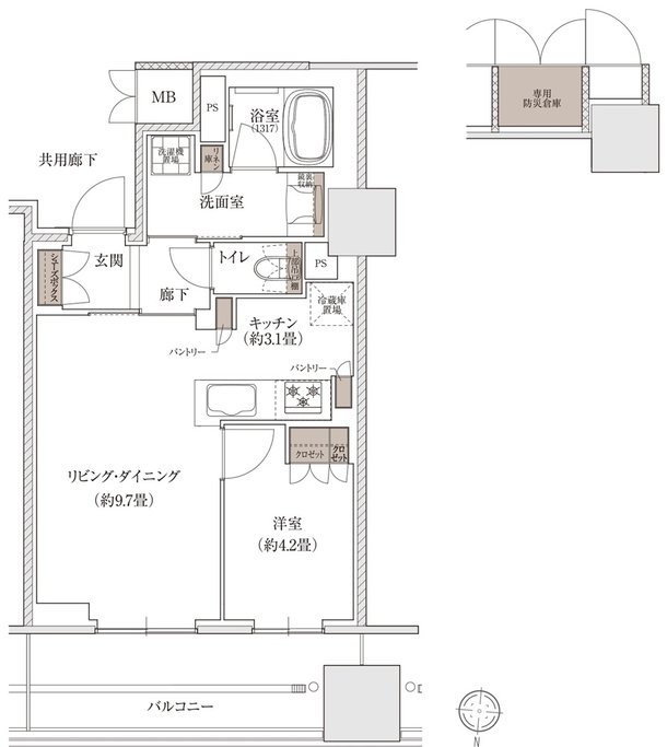 ブランズタワー大阪梅田 間取り E TYPE