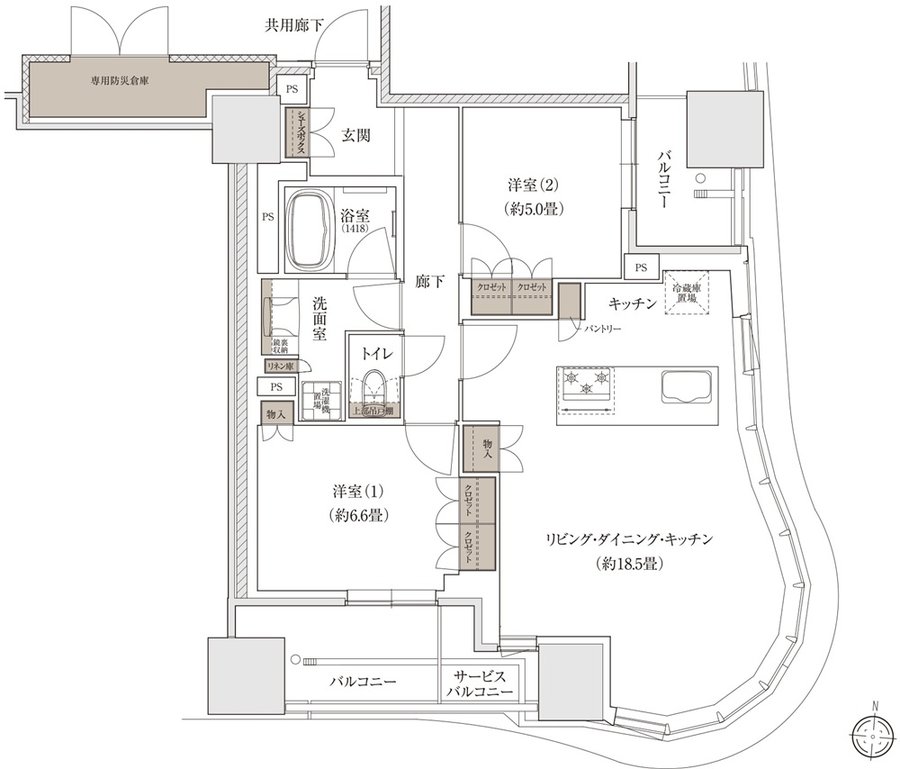 ブランズタワー大阪梅田 間取り B TYPE