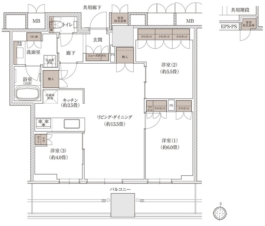 ブランズタワー大阪梅田 間取り P-B TYPE