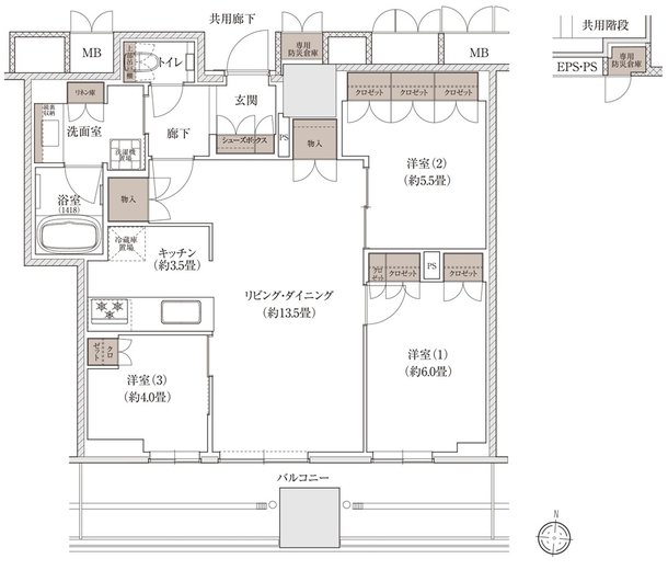 ブランズタワー大阪梅田 間取り P-B TYPE