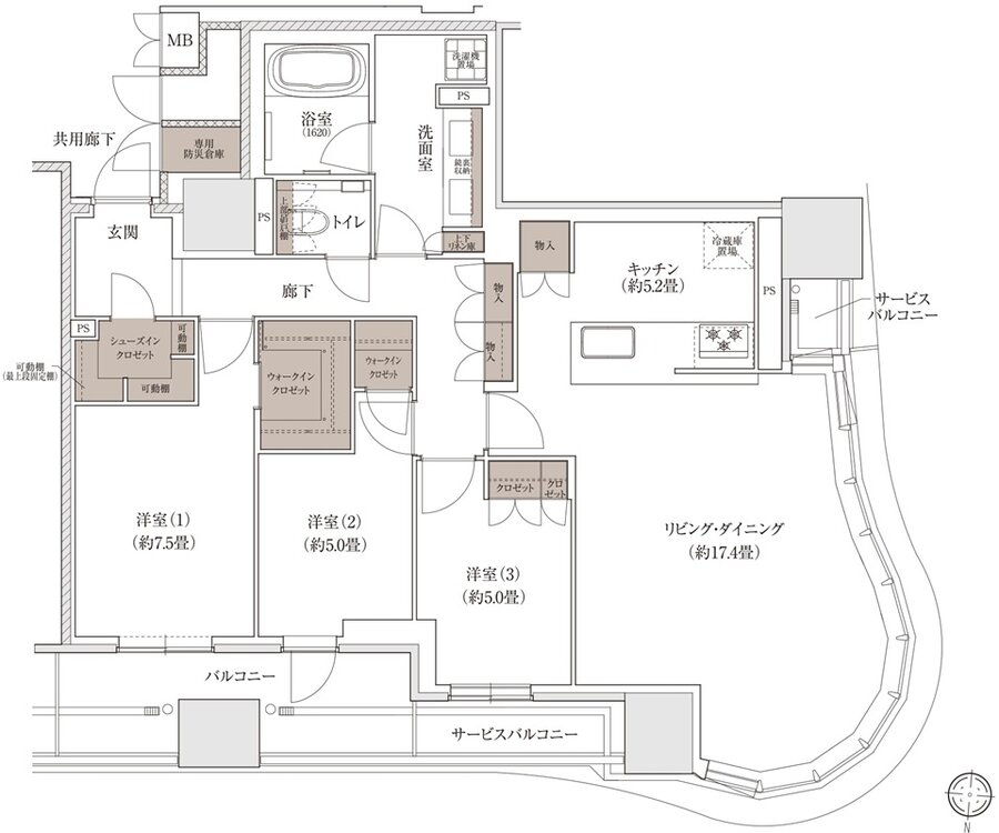 ブランズタワー大阪梅田 間取り P-G TYPE
