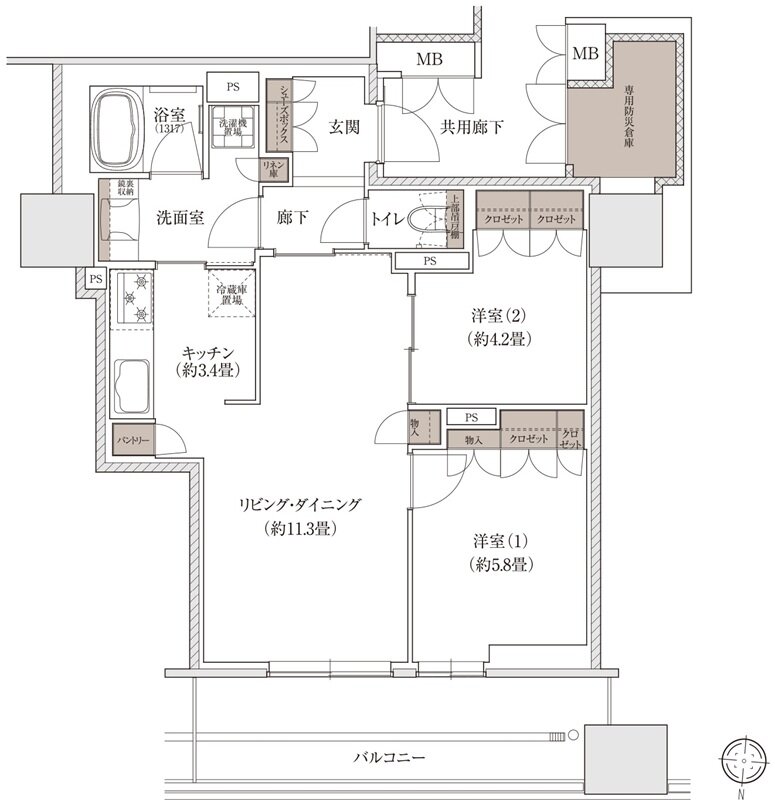 ブランズタワー大阪梅田 間取り V' TYPE