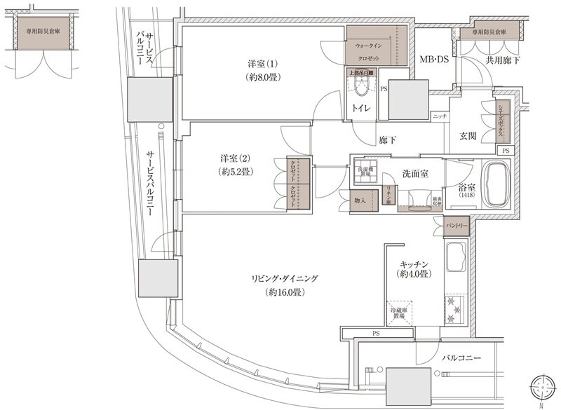 ブランズタワー大阪梅田 間取り Q' TYPE