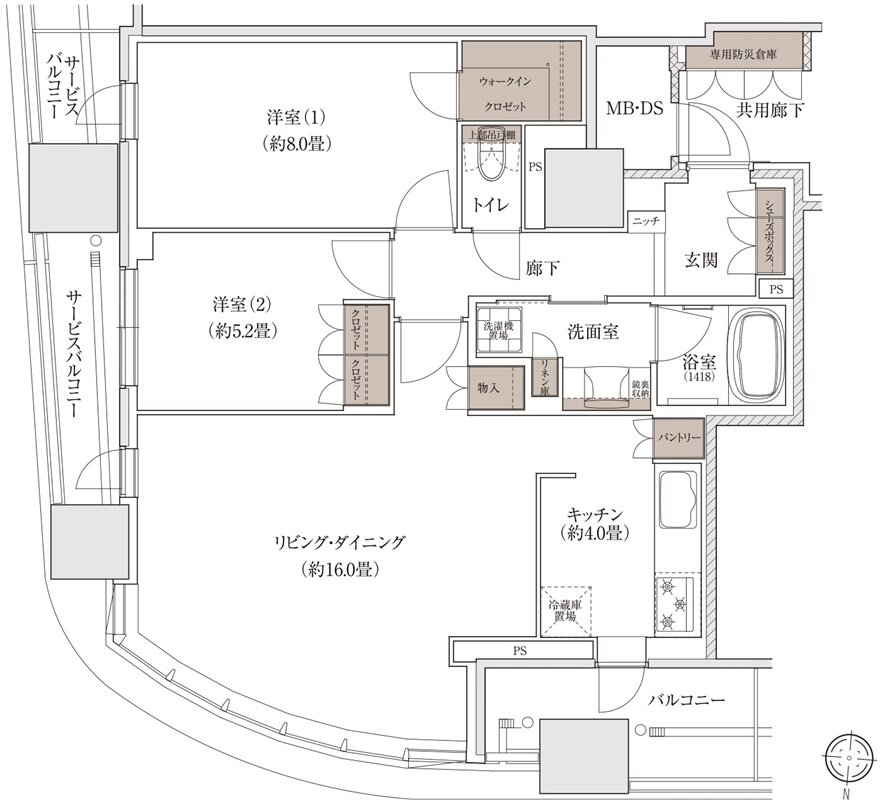 ブランズタワー大阪梅田 間取り Q TYPE