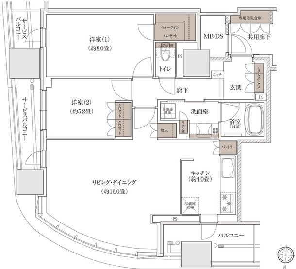 ブランズタワー大阪梅田 間取り Q TYPE