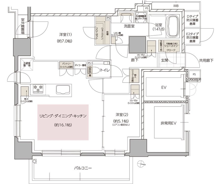 レ・ジェイド札幌大通ザ・タワー 間取り E2タイプ