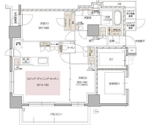 レ・ジェイド札幌大通ザ・タワー 間取り E2タイプ