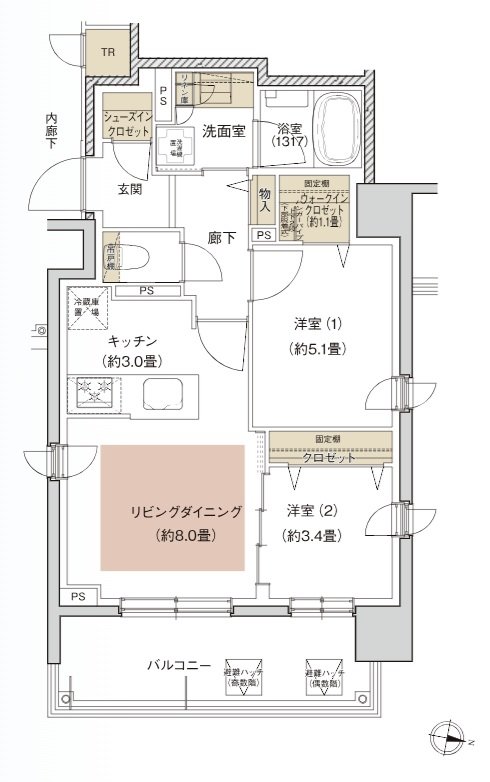 デュオヒルズ札幌ネクスティア 間取り Hタイプ(先着順)