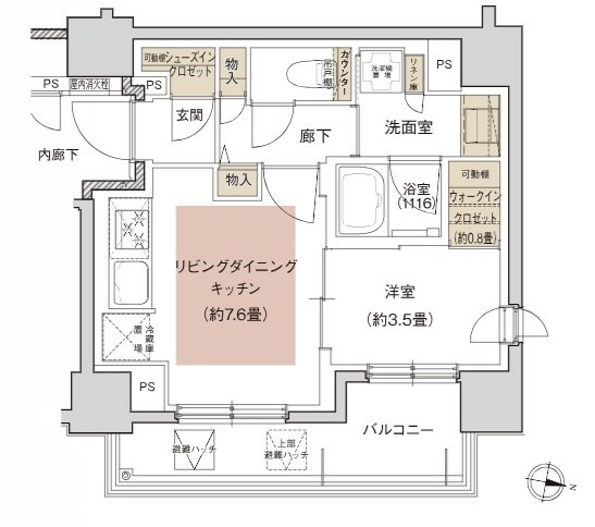デュオヒルズ札幌ネクスティア 間取り Kタイプ(先着順)