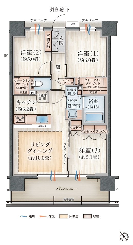 デュオヒルズ西春 間取り Bタイプ（先着順）
