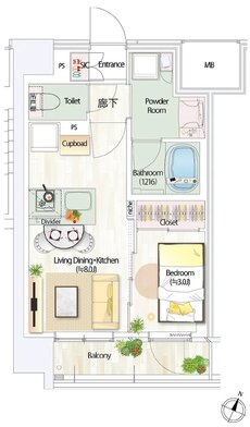 デュオヒルズ仙台一番町一丁目 間取り Aタイプ（第二期二次）