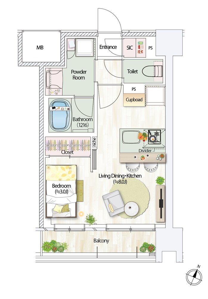 デュオヒルズ仙台一番町一丁目 間取り B1タイプ(先着順)