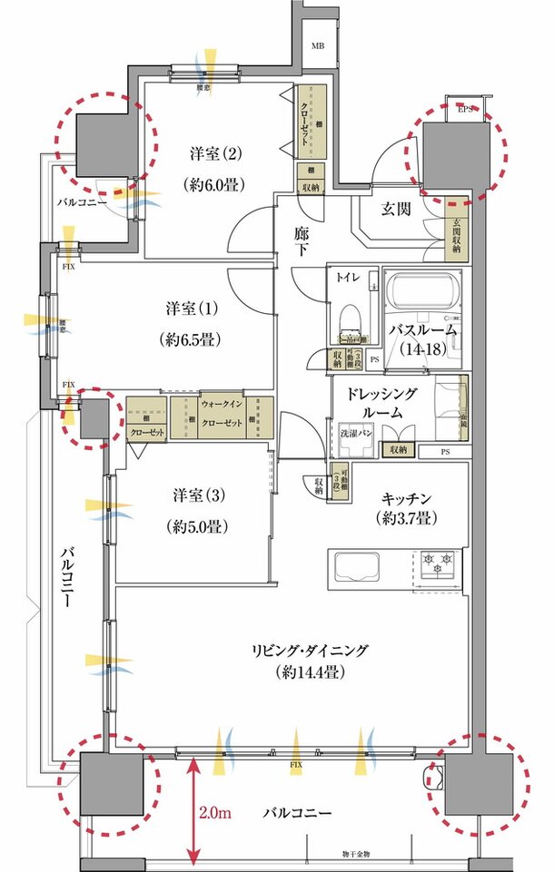 サーパス庚午中ザ・レジデンス 間取り Aタイプ