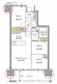 サーパス庚午中ザ・レジデンス 間取り Bタイプ