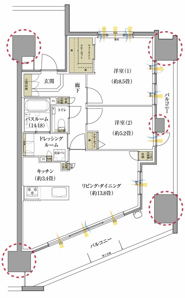 サーパス庚午中ザ・レジデンス 間取り C・C2タイプ（メニュープラン）