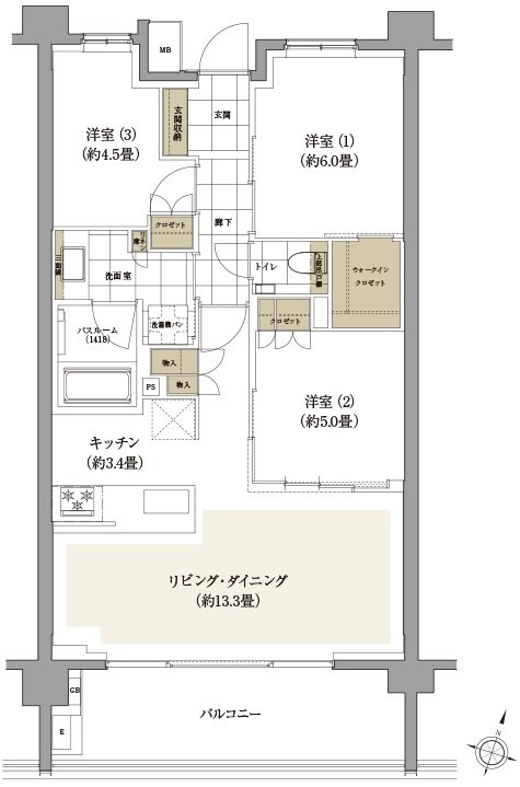 ザ・ライオンズ世田谷八幡山 間取り F2 TYPE