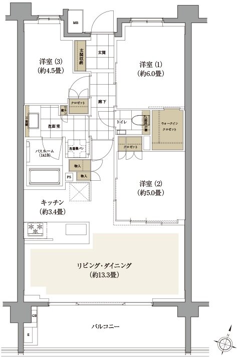 ザ・ライオンズ世田谷八幡山 間取り F2 TYPE