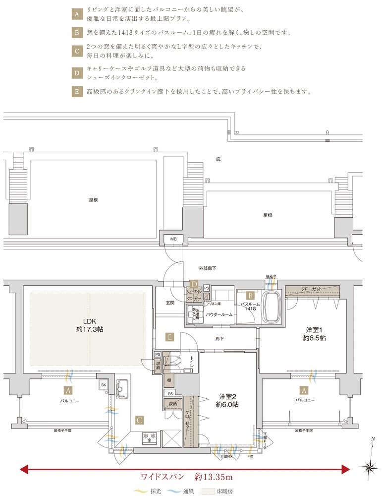 アクタス茶山グランミライ 間取り M type