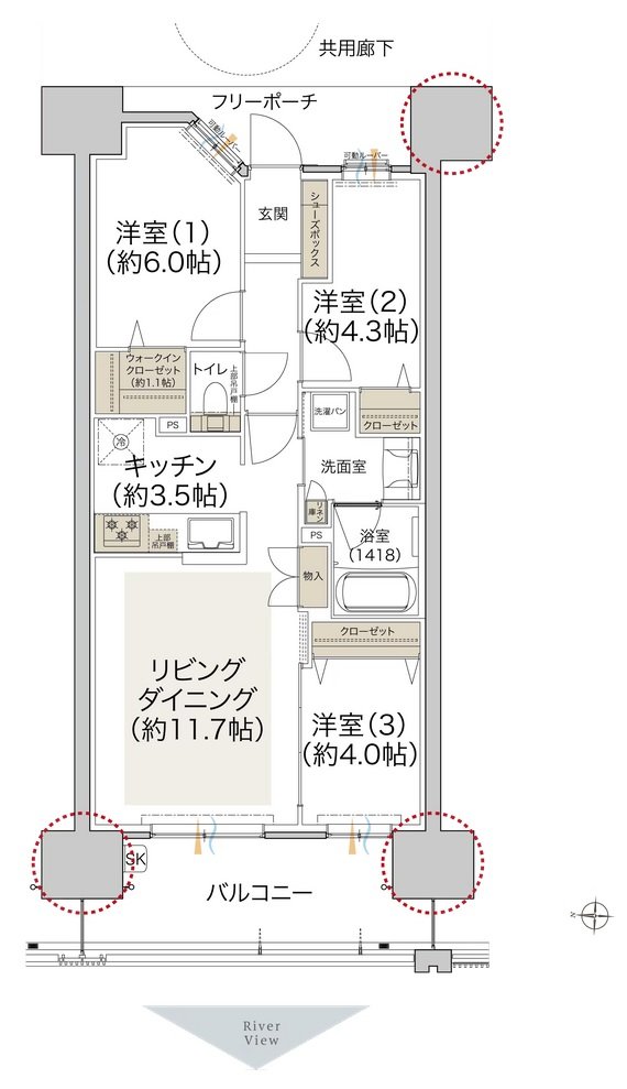 プレディア広島大手町 間取り B type