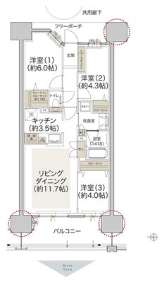 プレディア広島大手町 間取り B type