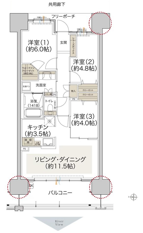 プレディア広島大手町 間取り E type