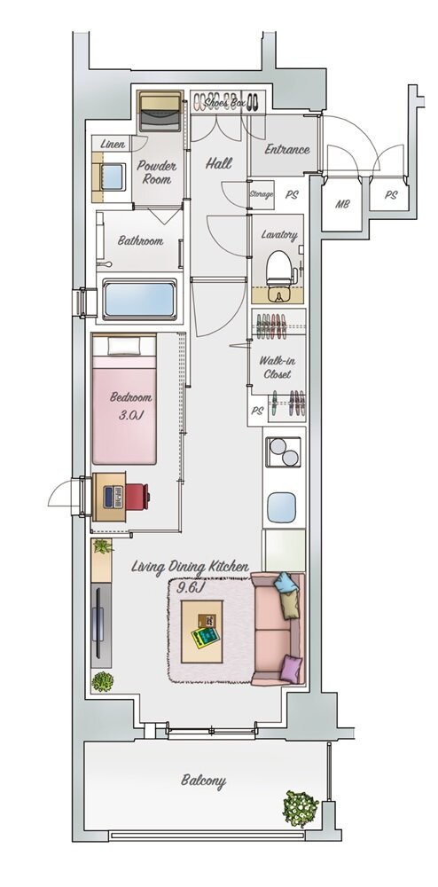 サンレリウス戸畑駅 間取り Aタイプ