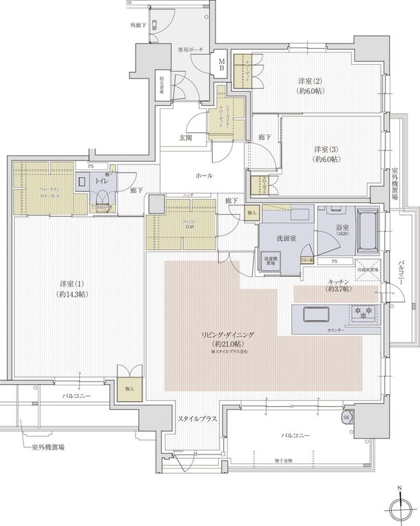 クレアホームズ松山大街道ザ・プレミアム 間取り G type