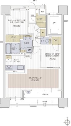 クレアホームズ松山大街道ザ・プレミアム 間取り C type MENU PLAN1