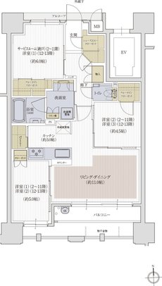 クレアホームズ松山大街道ザ・プレミアム 間取り C type MENU PLAN2