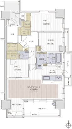 クレアホームズ松山大街道ザ・プレミアム 間取り D type MENU PLAN2